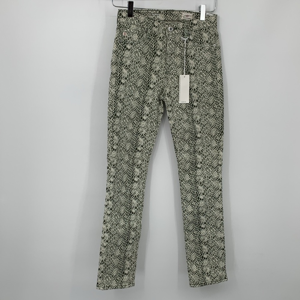 AG Adriano Goldschmied Mari jeans denim snake print hi rise straight leg new 25